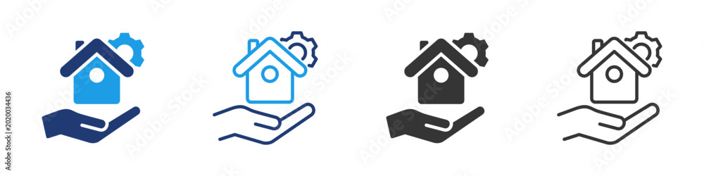 Фотография property management icon set collection multi-style.