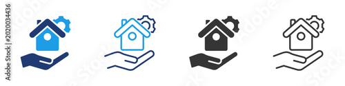 Fotografie property management icon set collection multi-style.