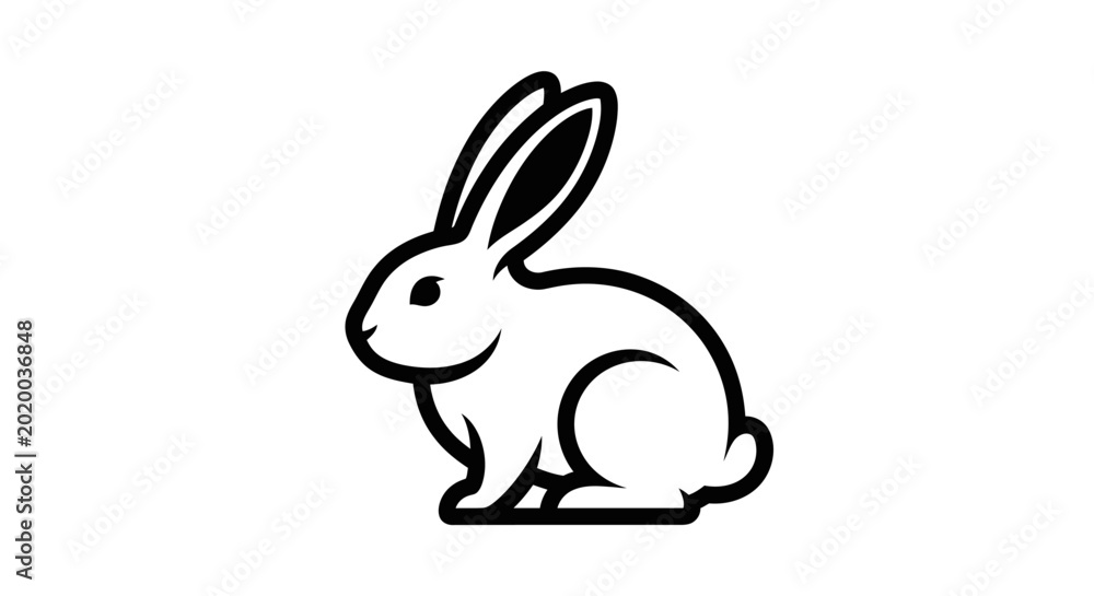 Obraz premium Simple Line Drawing of a Rabbit.