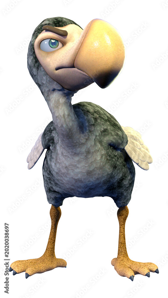 Fototapeta premium 3D rendering cartoon dodo bird isolated on white background