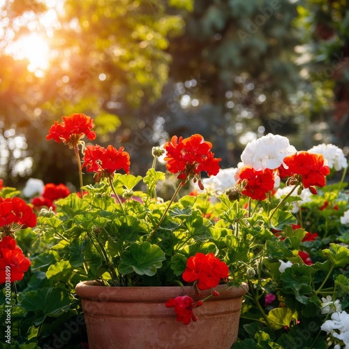 Flowers Bloom in a Sunny Garden During the Late Afternoon in the Spring Season