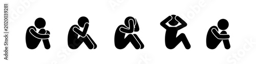 Canvastavla Vector icon set depicting depression and mental health issues