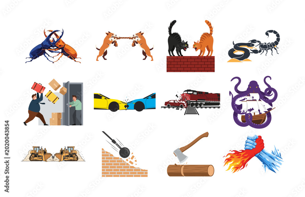 Φωτογραφία Vector illustrations depicting conflict and struggle in various scenarios