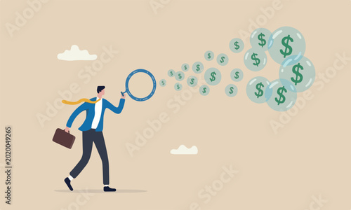 Fotografi Stock market speculation from greedy investor or overvalued company concept, gre