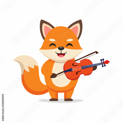 Niedlicher Fuchs mit einer Geige
