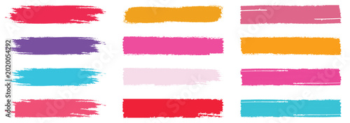 set of colorful watercolor splashes. Colorful paint strokes. Set of colorful brush strokes, lines, Brush stain. Rectangle brush collection.