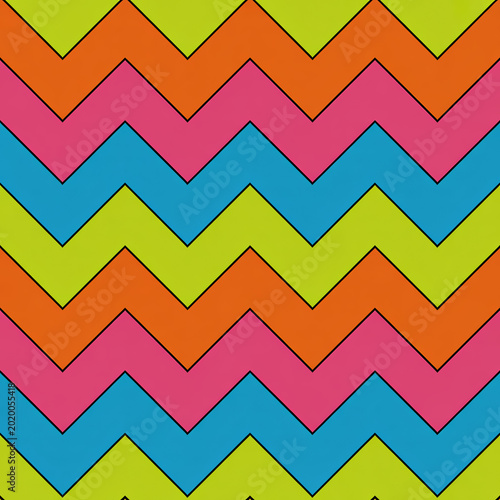 Colorful Seamless Zigzag Chevron Pattern Background with Retro Mood