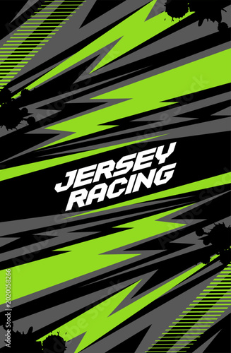 Modern black and green racing jersey background with energetic grunge patterns and sporty abstract lines