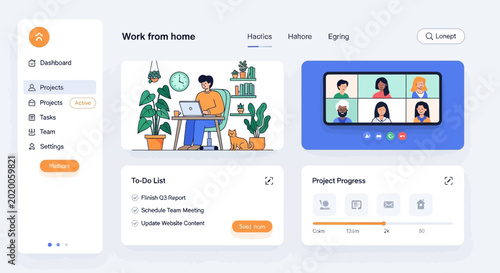Remote work and virtual meeting interface.