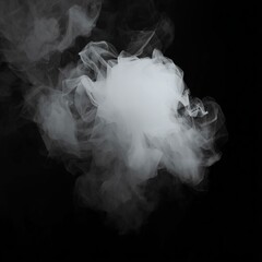 Thick white smoke cloud horizontal border isolated on black
