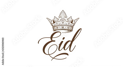 Eid celebration graphic with elegant crown and calligraphy isolated on transparent background transparent background
