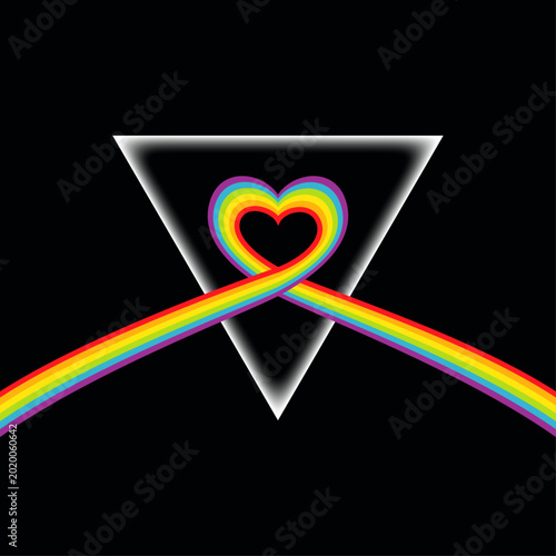Coeur Arc en ciel dans un triangle