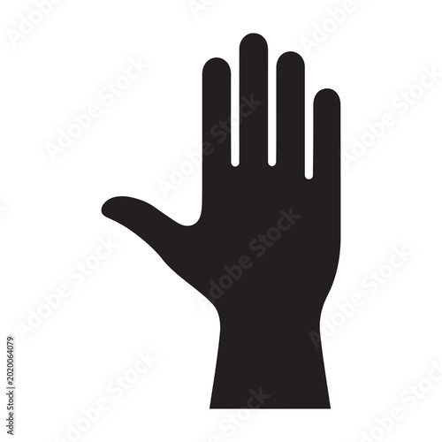 Tableau sur toile Black silhouette of a human hand with palm facing outward and fingers up
