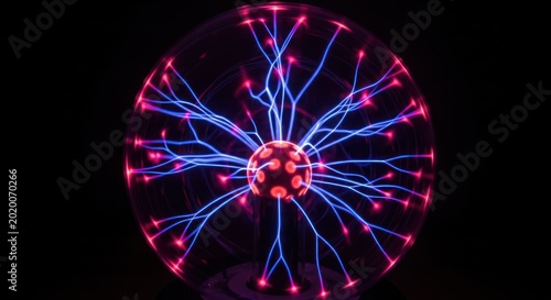 Closeup of a Plasma Ball with Electric Arcs.