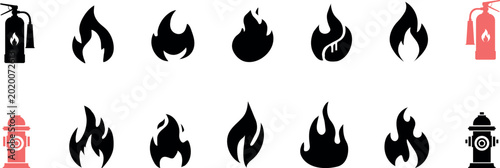 Quadro su tela Set of fire flame vector icons