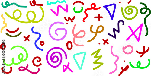 Vibrant colorful doodle shapes and symbols pattern