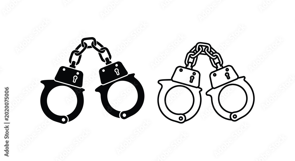 Φωτογραφία Handcuffs in two styles black and white silhouette