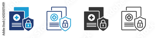 health data privacy icon set collection multi-style