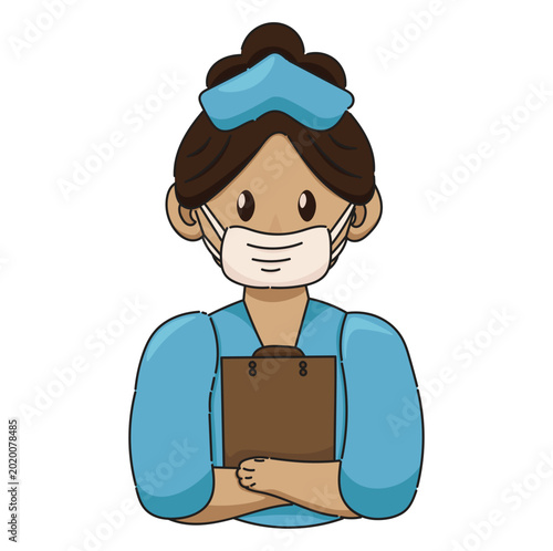 illustration of female nurse, hospital nurse, nurse icon, health icon