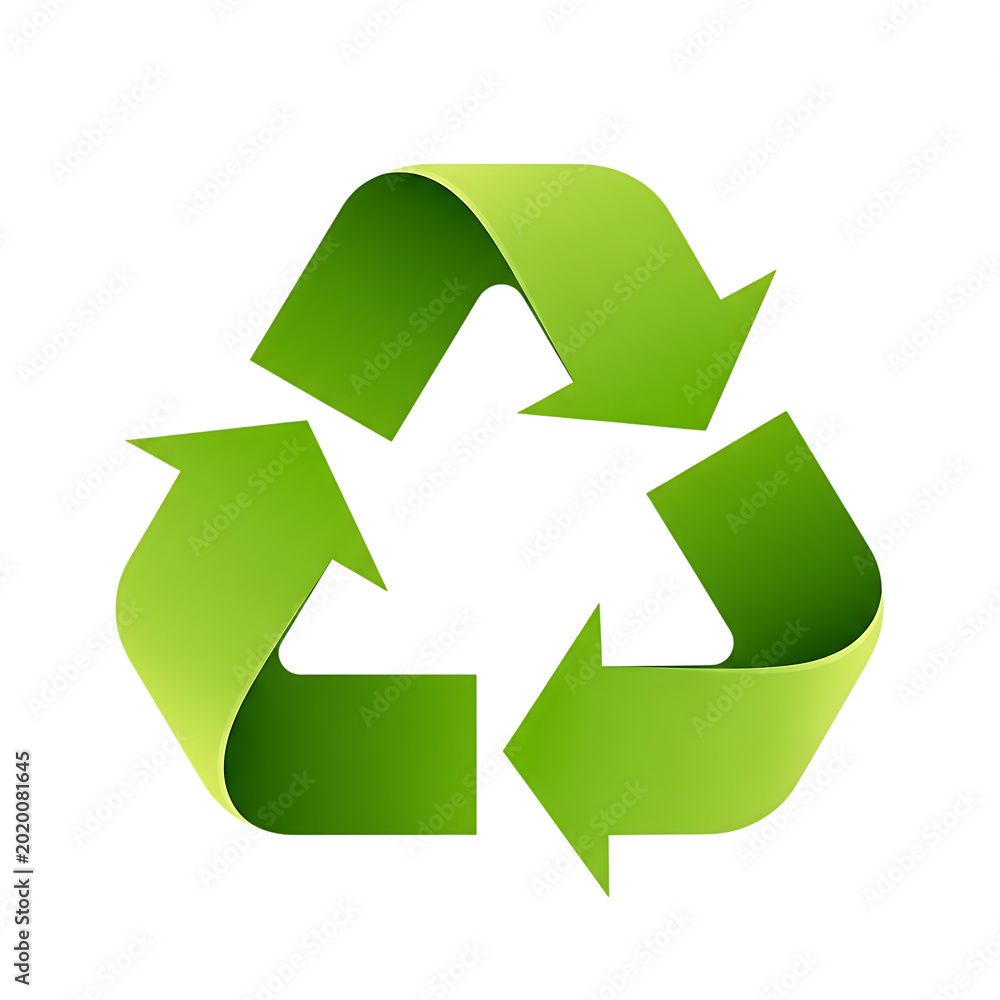 Obraz premium Recycling symbol, green arrows, isolated