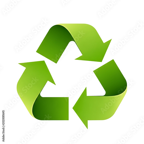 Recycling symbol, green arrows, isolated