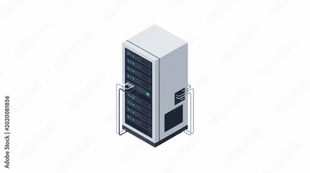 Obraz na płótnie Isometric Server Rack Technology Data Center Equipment.