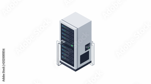 Obraz na płótnie Isometric Server Rack Technology Data Center Equipment.