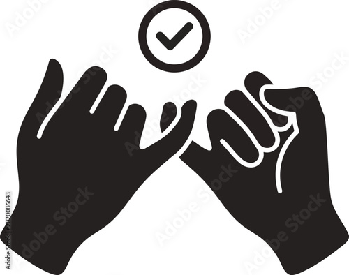Fotografi Pinky Swear Promise Hand Gesture Icon Silhouette