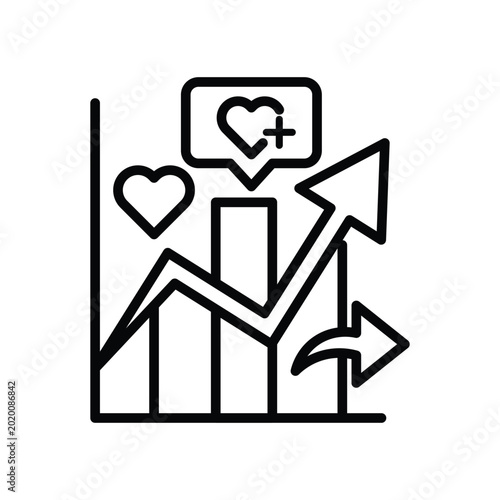 Minimal Social Media Growth Chart Line Art Icon