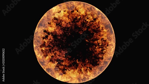 Burning Fire Shockwave v4 C Sphere [Black Background] Transition Wipe