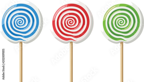 Photos Colorful spiral lollipop candy collection with sweet dessert treats isolated on