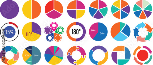 Obraz na płótnie set of colorful pie chart