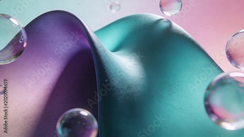 Abstract 3D Gradient Background with Smooth Flowing Shapes and Teal Purple Pink Colors