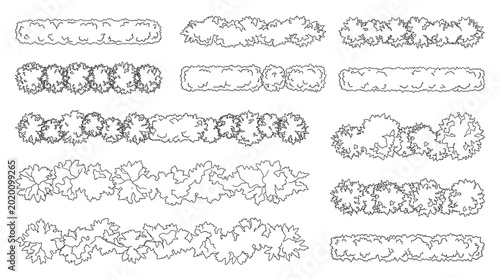 Set of top view hedges and shrubs outlines for landscape design