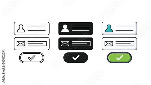 User profile and contact form input fields vector illustration set