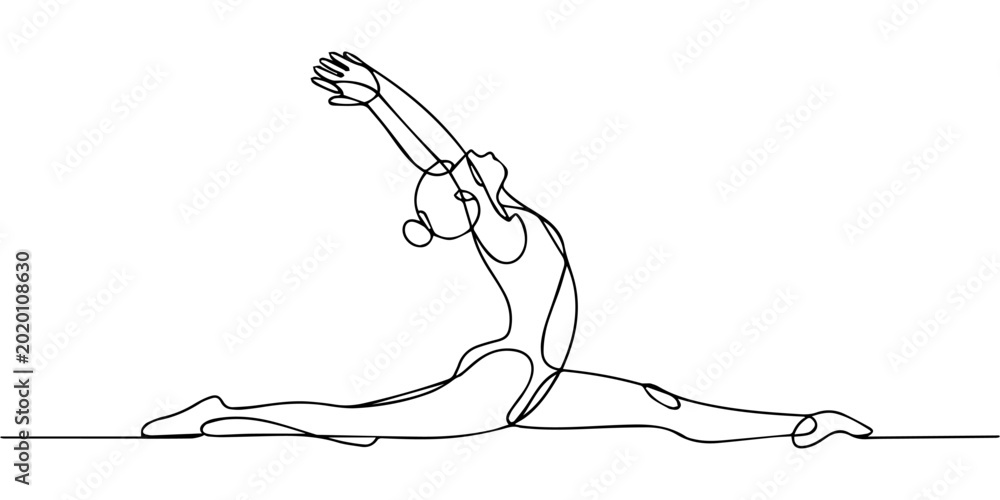 Φωτογραφία gymnast performing  continuous one line drawing, Single line drawing of a female