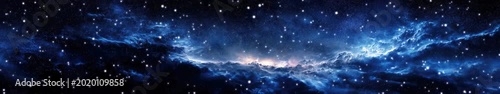 Deep Space Panorama with Blue Nebula Clouds, Stars and Galaxy Background Loop