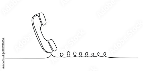 Quadro su tela Continuous single line drawing of an old telephone receiver