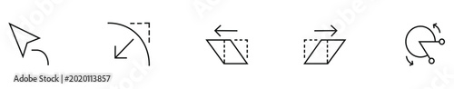 Fotografie Set of object transformation and skew line icons
