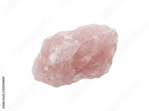 Rose quartz crystal raw stone isolated on transparent background