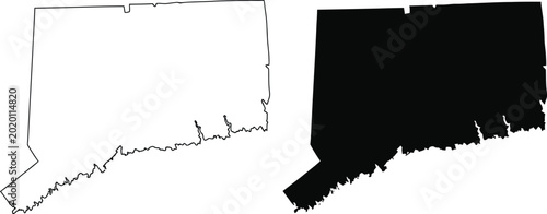 Foto Black and white outline map of connecticut state shape Vector