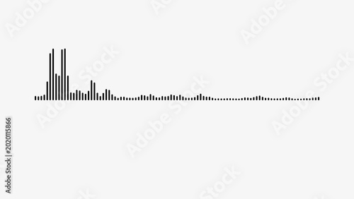 Foto Black audio spectrum visualization with vertical bars of varying heights represe
