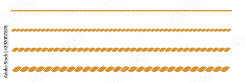 Fotografija Straight Nautical Gold Rope Border and Divider Icon Set