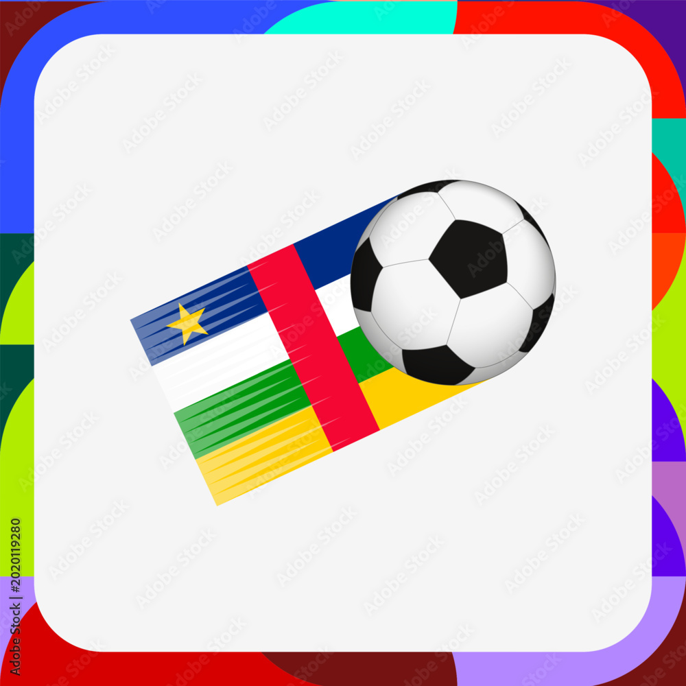 Obraz premium Central African Republic Soccer Motion Graphic, Football with Central African Republic Flag Speed Trail.
