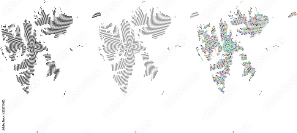 Bild auf Leinwand Geometry dot pattern round style vector Svalbard Island map