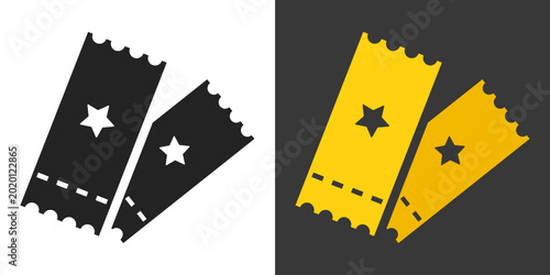 Theater or movie tickets. Hand-drawn flat vector icons.
