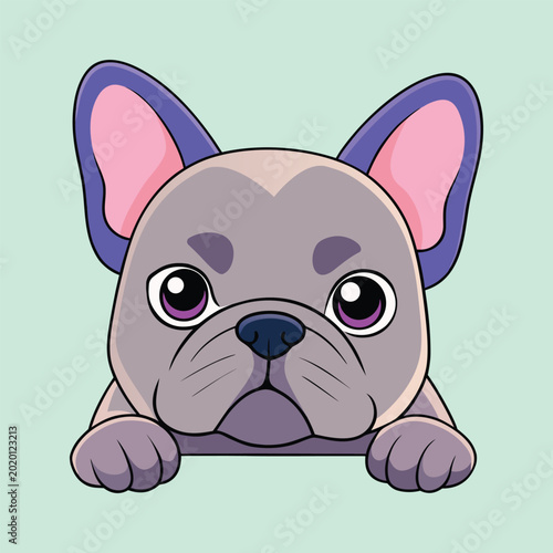 Cute French Bulldog Cartoon Face Vector Illustration