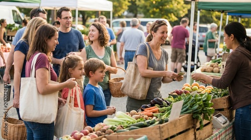 Villagers buying fresh produce at an open-air market 