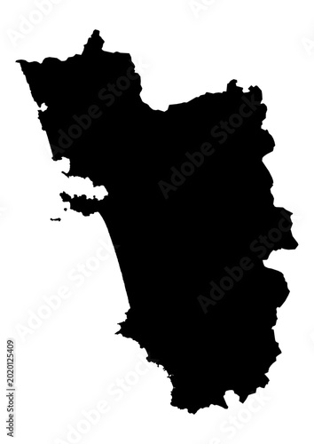 Goa State Map Solid Black Silhouette Vector Illustration Blank Political Shape Outline Graphic Design India Geography Territory Location Isolated Background Printable Stencil