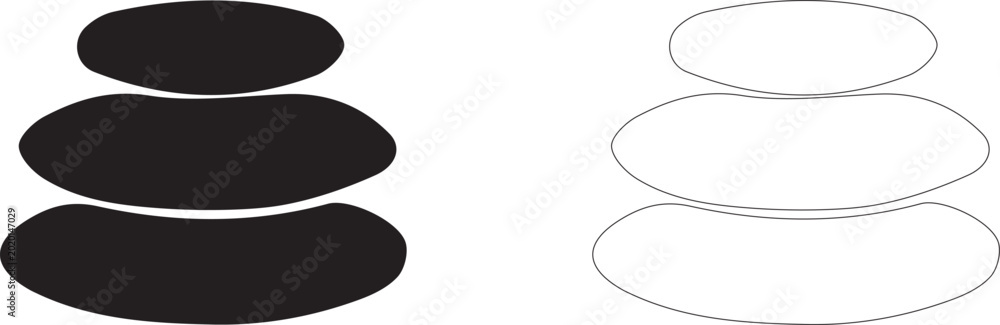 Ταπετσαρία Zen stones icon, symbol of balance, harmony, spa relaxation and meditation, vector icon in two styles: glyph and outline